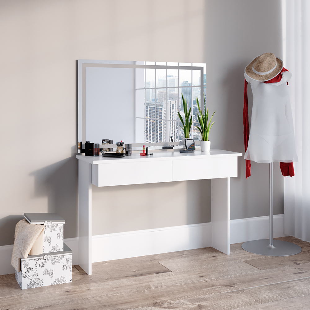 Schminktisch "Azur" Weiß 120 cm mit LED-Spiegel livinity®
