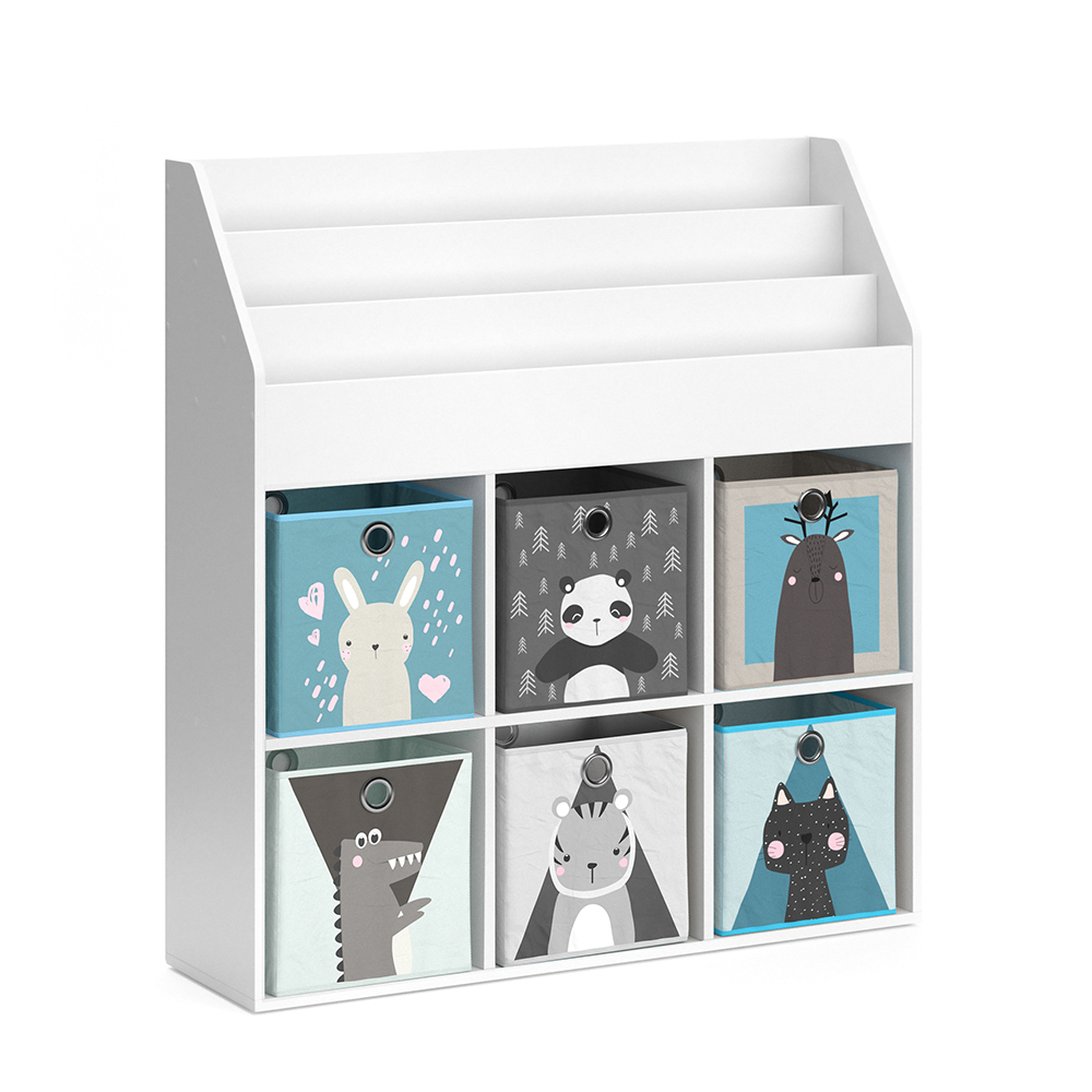 Kinderregal "Luigi" Weiß 107.2 x 114.2 cm mit 6 Faltboxen opt.2 livinity®