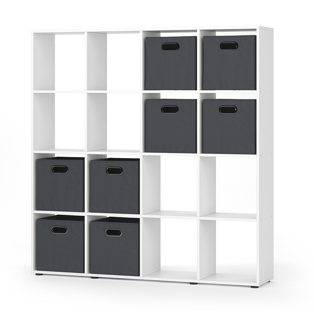 Raumteiler "Karree" Weiß 138.5 x 142.5 cm mit 4 Faltboxen livinity®