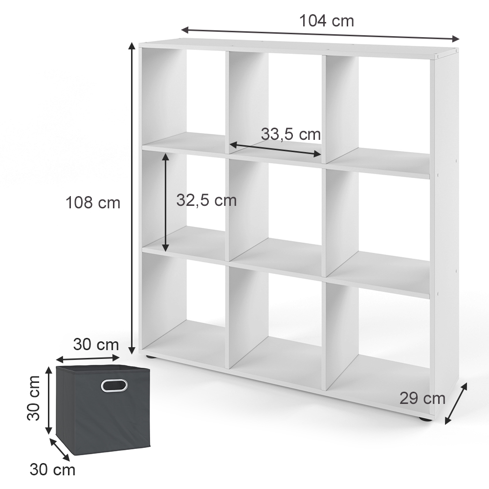 Raumteiler "Nove" Weiß 104 x 108 cm mit 6 Faltboxen livinity®