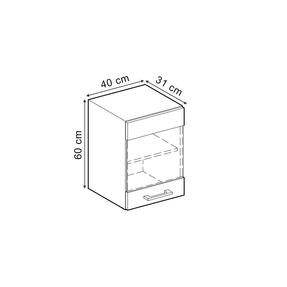 Küchenschrank Glas "R-Line" Bordeaux Hochglanz/Goldkraft Eiche 40 cm livinity®