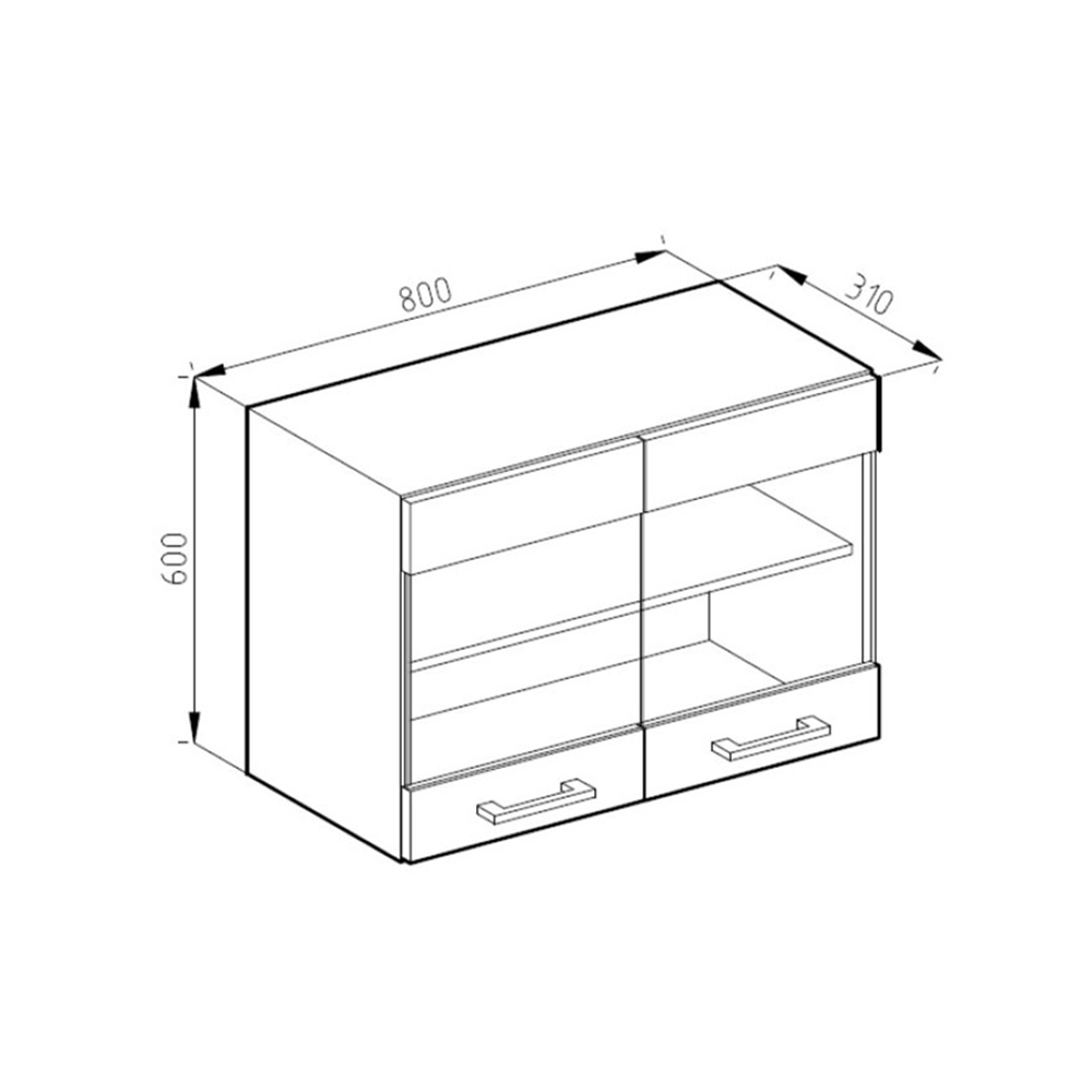 Küchenschrank Glas "R-Line" Anthrazit Landhaus/Weiß 80 cm livinity®