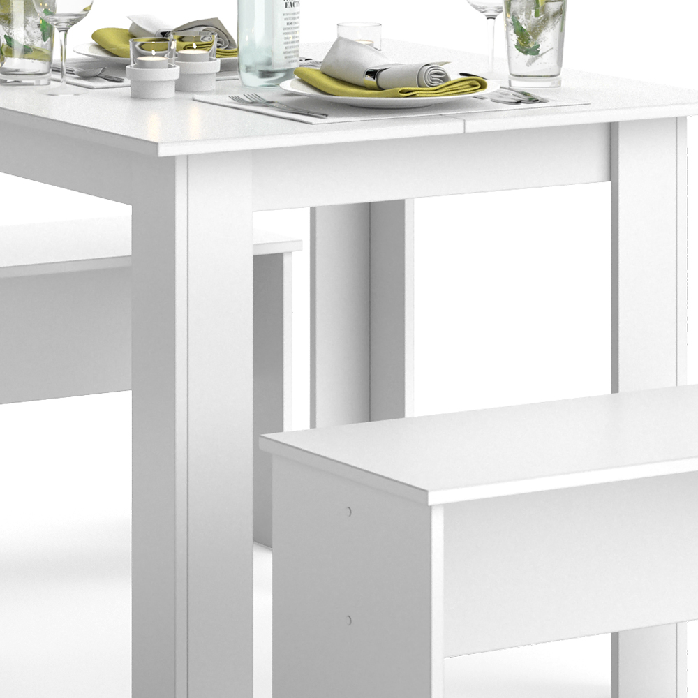 Esstisch Set "Sentio" Weiß 80 x 80 cm mit 2 Bänken livinity®