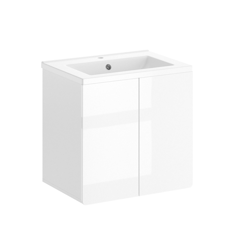 Waschbeckenunterschrank "Izan" Weiß Hochglanz 57 x 57.8 cm livinity®