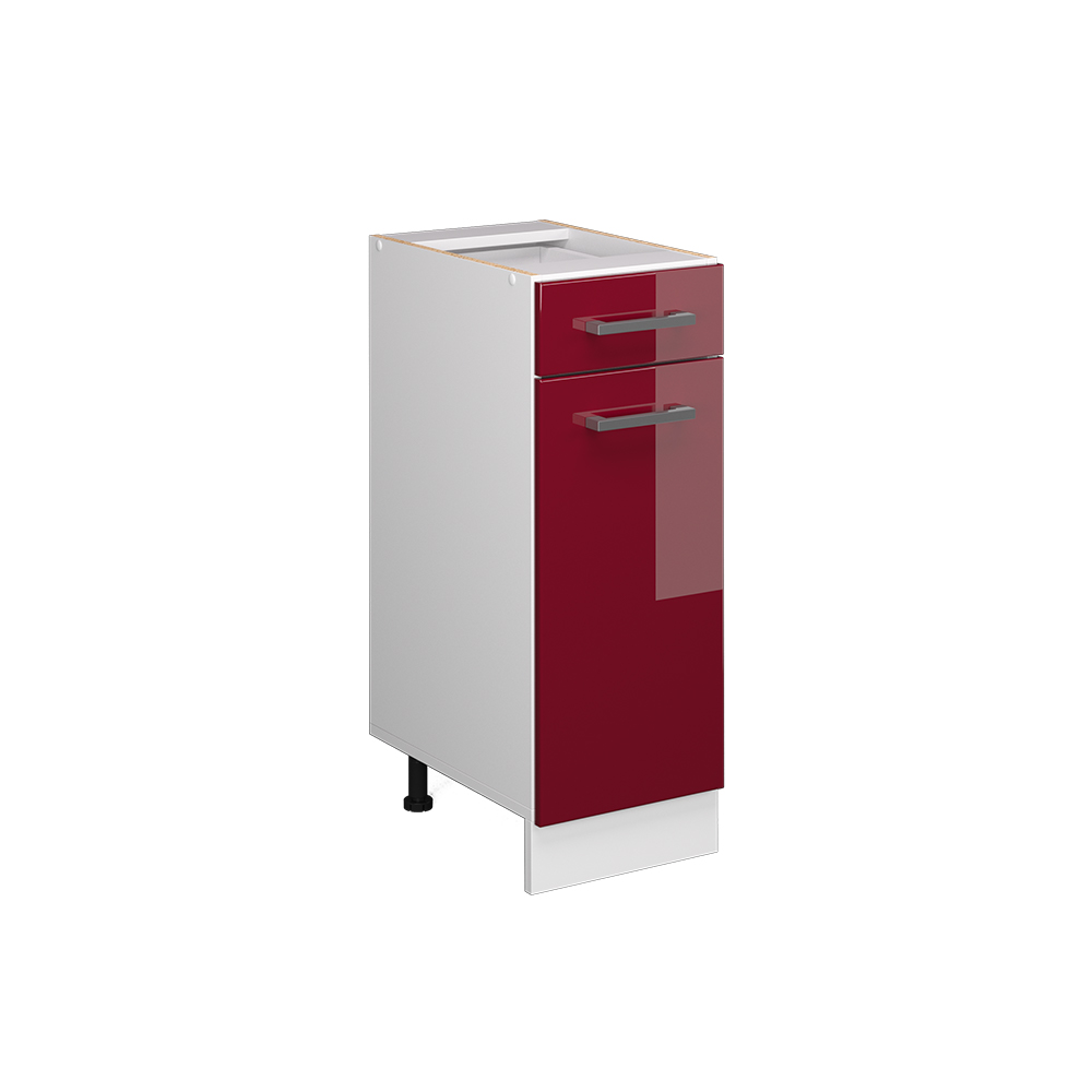 Küchenunterschrank "R-Line" Bordeaux Hochglanz/Weiß 30 cm ohne Arbeitsplatte livinity®