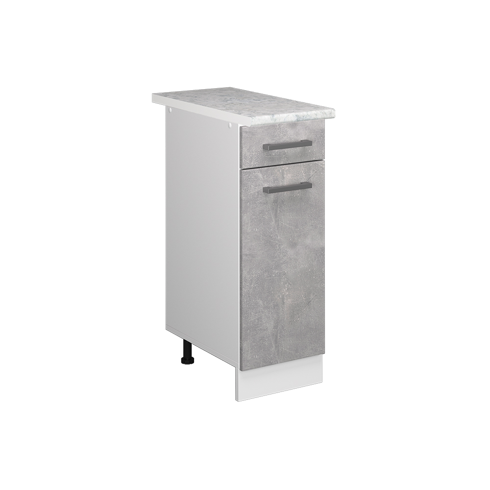 Küchenunterschrank "R-Line" Beton/Weiß 30 cm mit Arbeitsplatte livinity®
