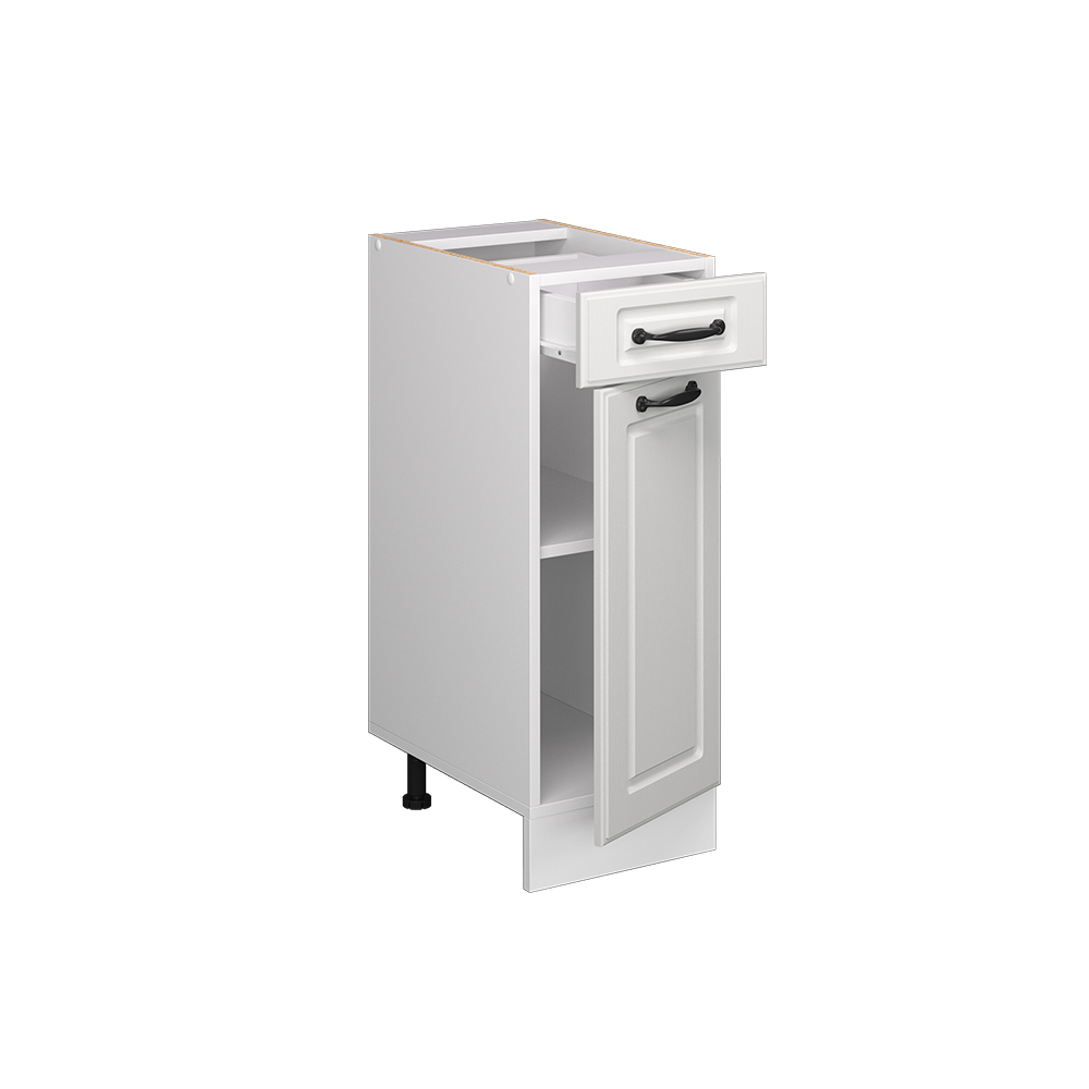 Küchenunterschrank "R-Line" Weiß Landhaus/Weiß 30 cm ohne Arbeitsplatte livinity®