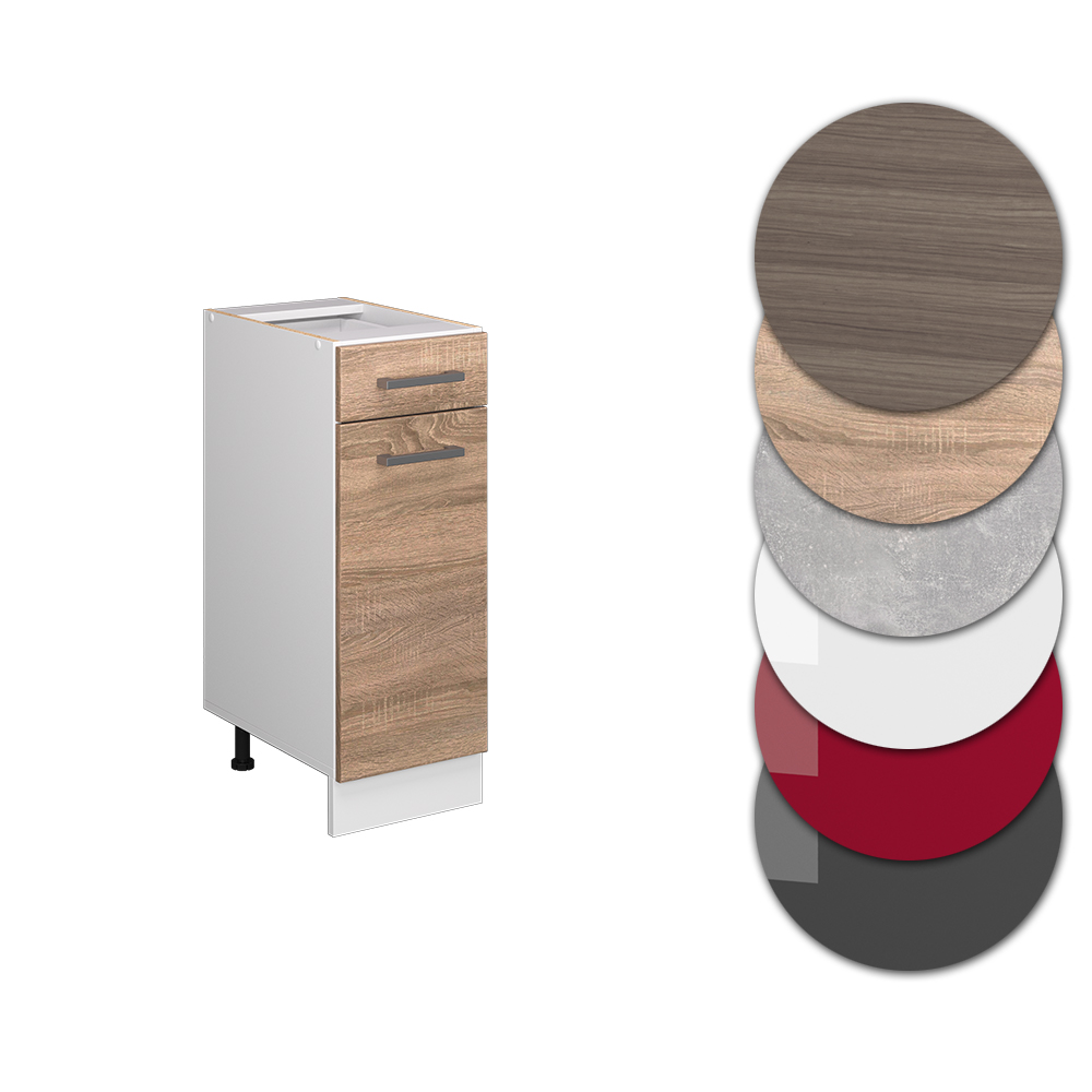Küchenunterschrank "R-Line" Sonoma/Weiß 30 cm ohne Arbeitsplatte livinity®