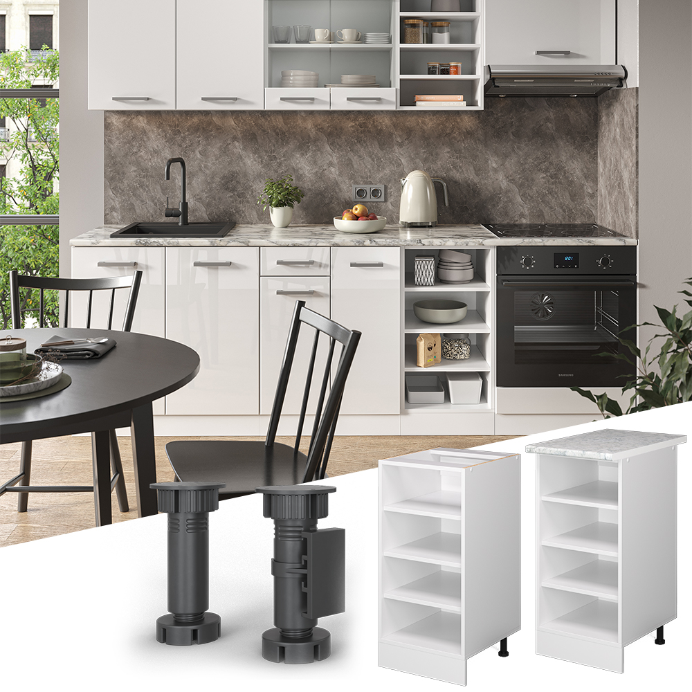 Küchenregal "R-Line" Weiß/Weiß 40 cm ohne Arbeitsplatte livinity®