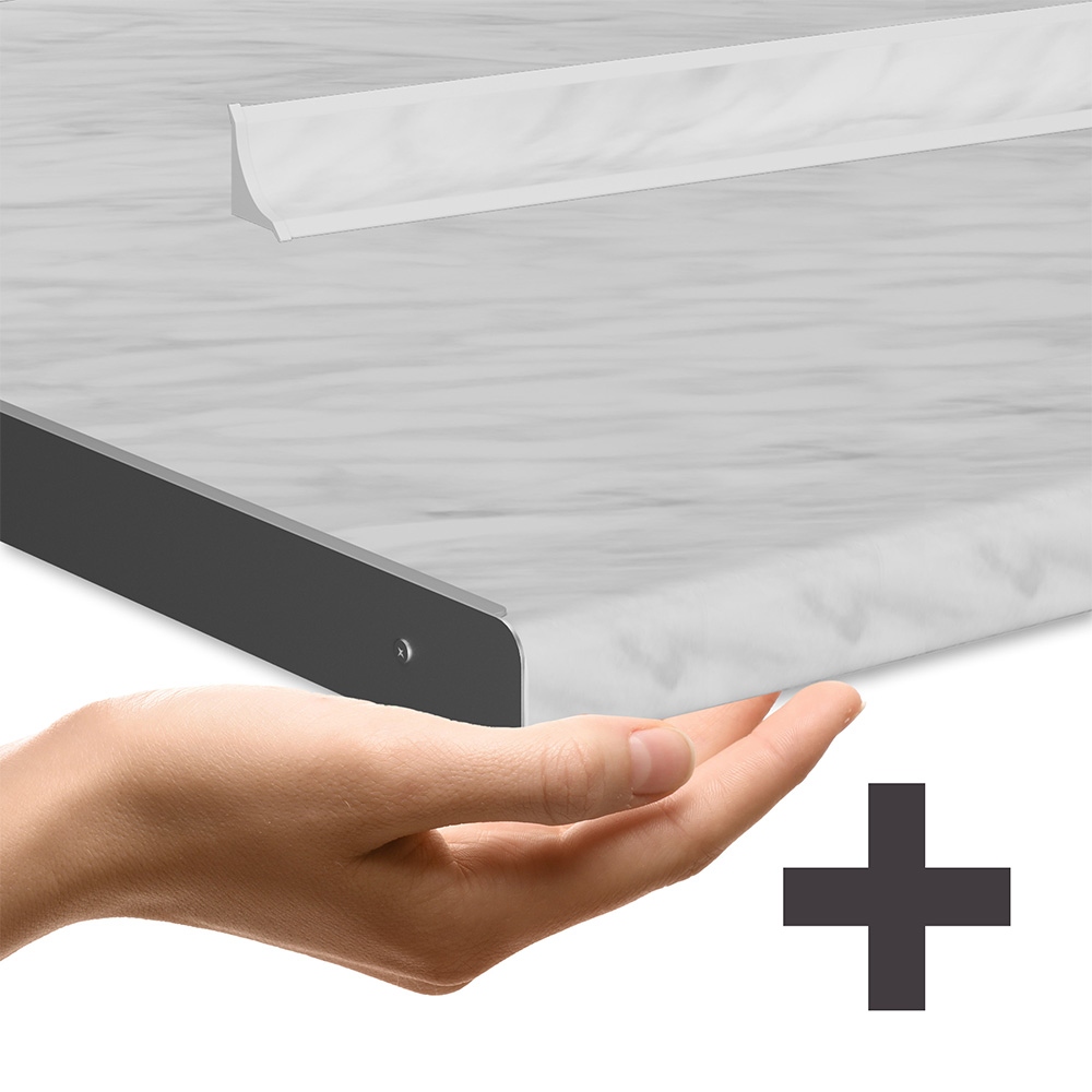 Singleküche "R-Line" Beton/Weiß 160 cm mit Arbeitsplatte livinity®
