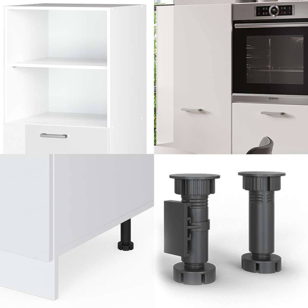 Küchenblock "R-Line" Weiß Hochglanz/Weiß 180 cm ohne Arbeitsplatte livinity®