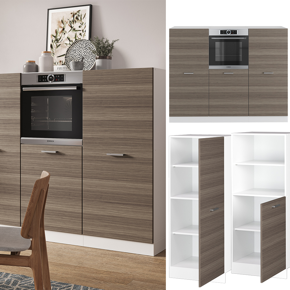 Küchenblock "R-Line" Edelgrau/Weiß 180 cm ohne Arbeitsplatte livinity®