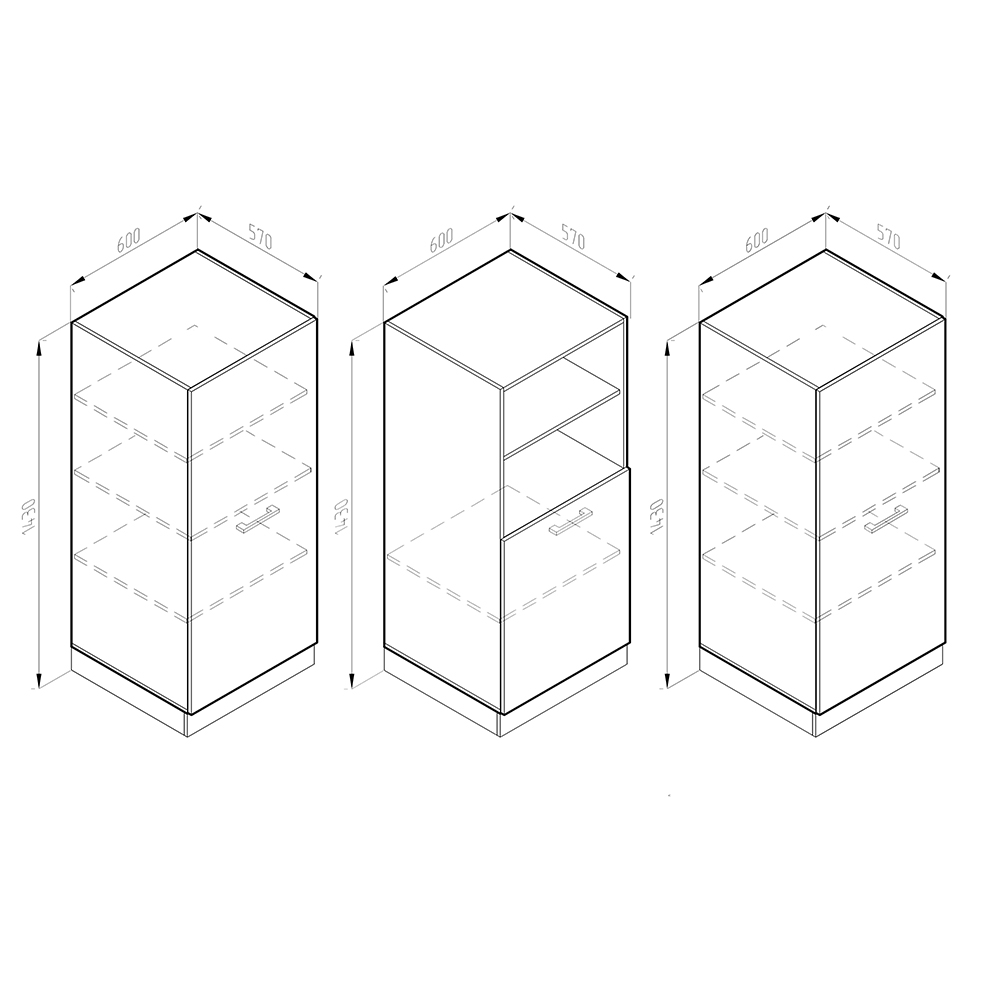 Küchenblock "R-Line" Edelgrau/Weiß 180 cm ohne Arbeitsplatte livinity®
