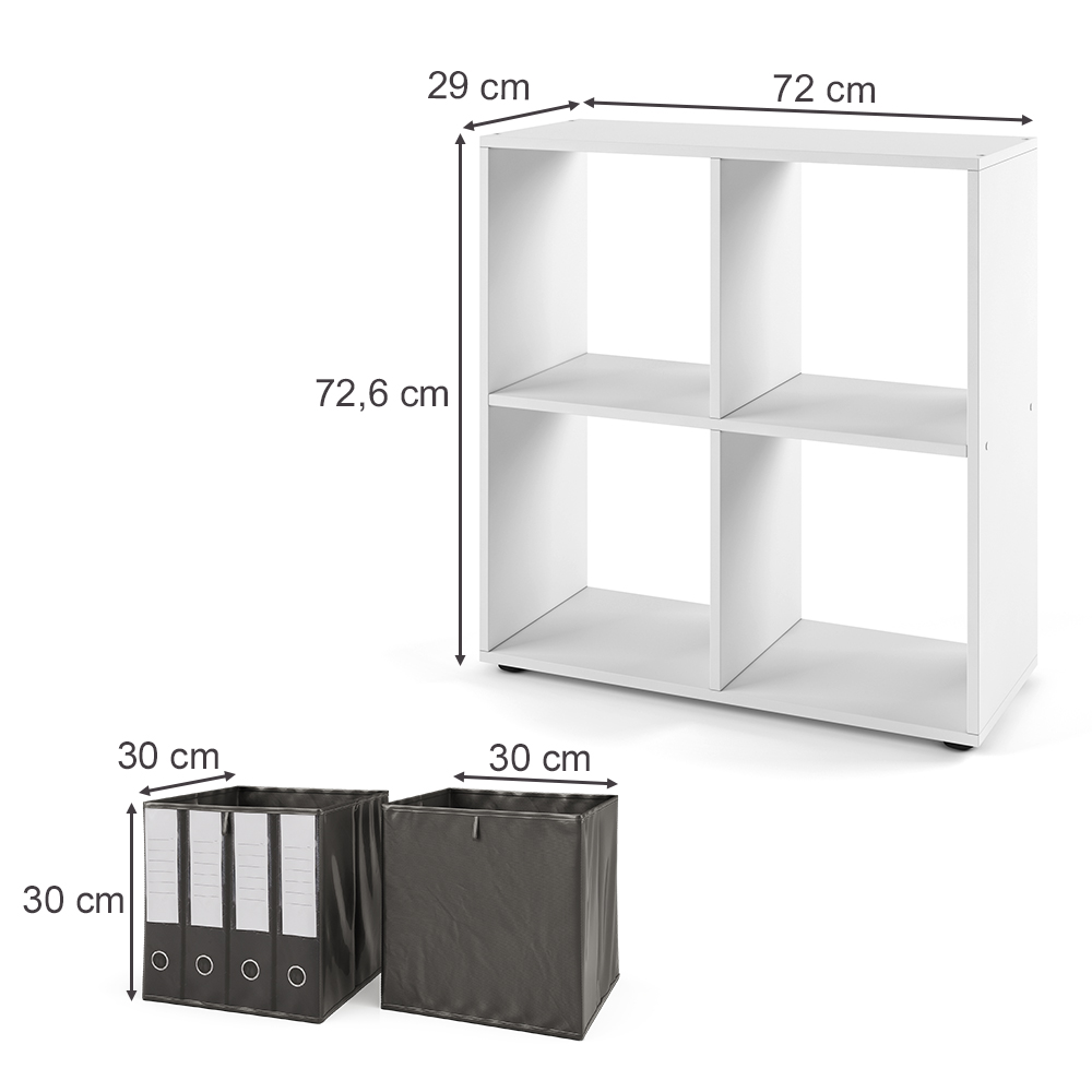 Raumteiler "Tetra" Weiß 72 x 72.6 cm mit 2 Faltboxen livinity®
