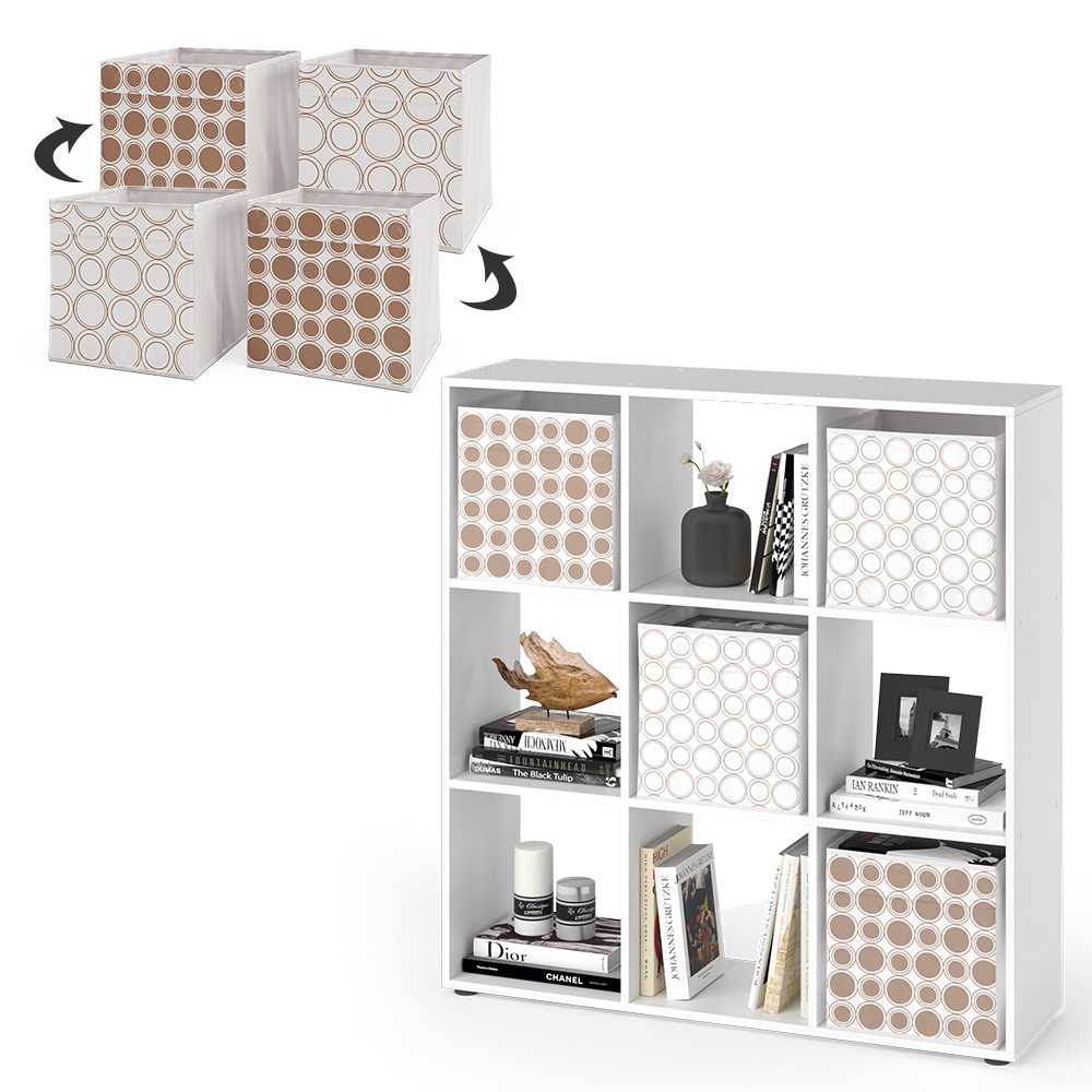 Raumteiler "Nove" Weiß 104 x 108 cm mit 4 Faltboxen opt.2 livinity®