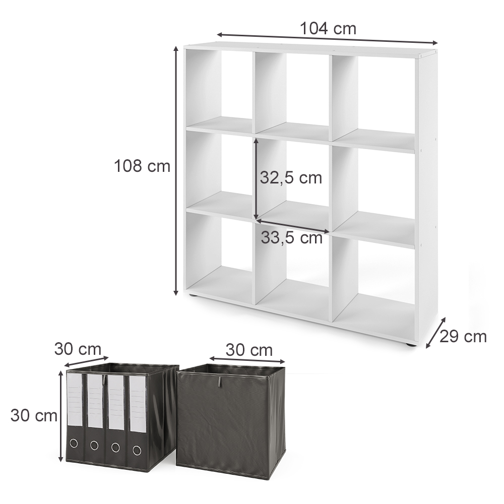 Raumteiler "Nove" Weiß 104 x 108 cm mit 2 Faltboxen livinity®