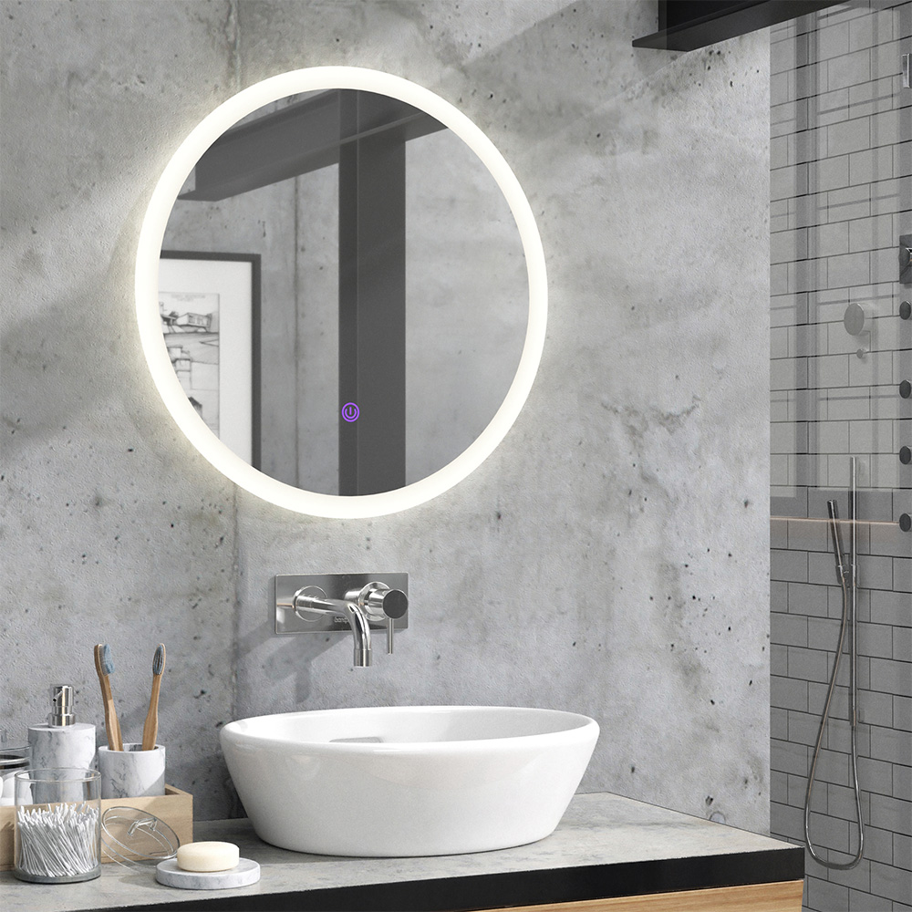 Badezimmerspiegel Weiß 60 x 60 cm Rund livinity®