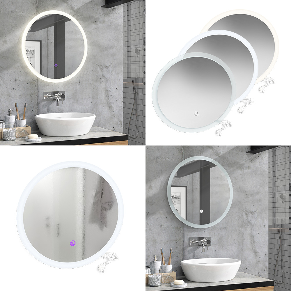 Badezimmerspiegel Weiß 60 x 60 cm Rund livinity®