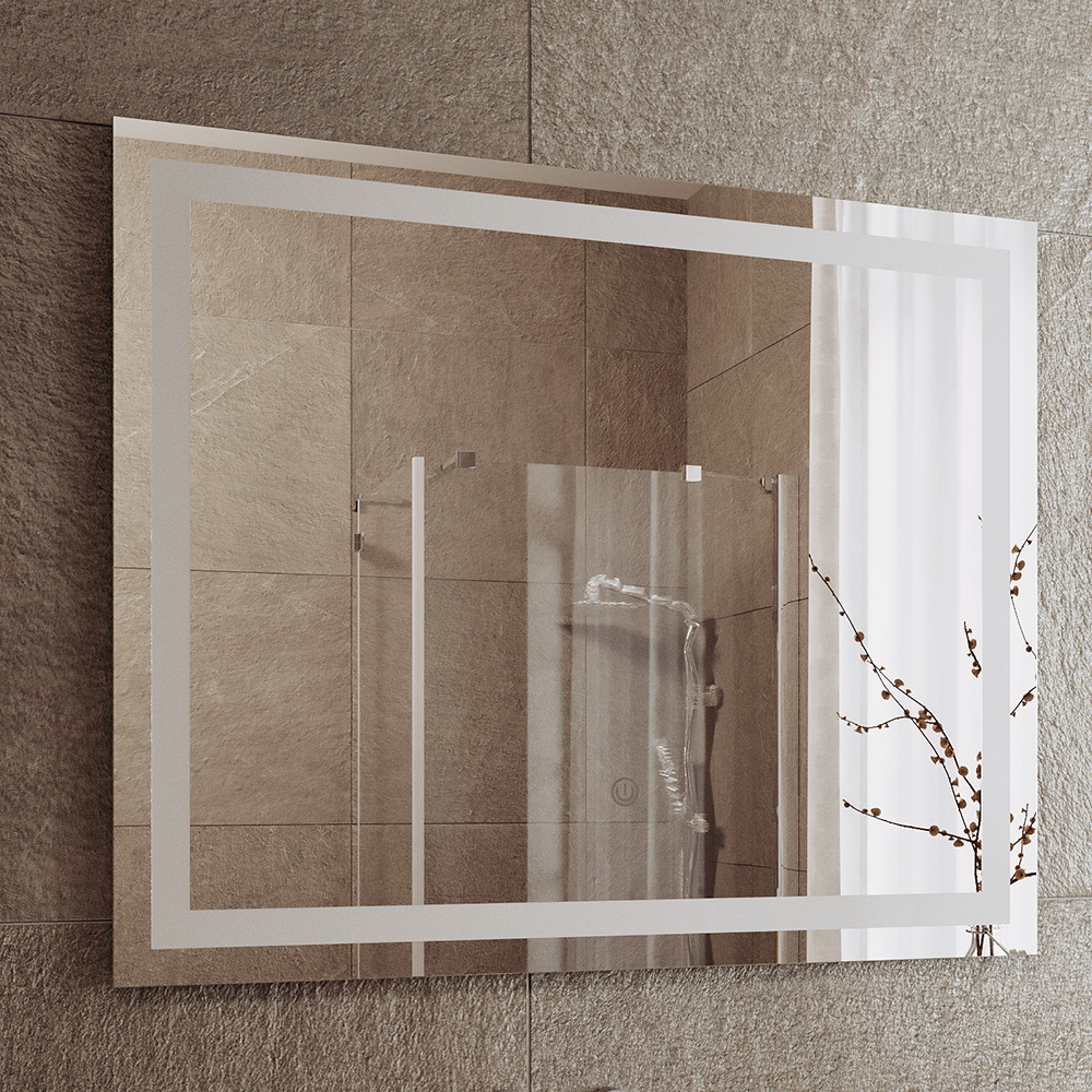 Badezimmerspiegel "Viola" Weiß 80 x 65 cm mit LED Beleuchtung livinity®
