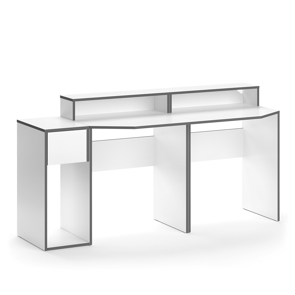 Gaming Tisch "Kron" Weiß/Grau 70 x 60 cm livinity®
