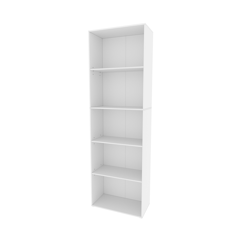 Bücherregal "Bob" Weiß/Weiß 60 x 190 cm mit 5 Fächern livinity®