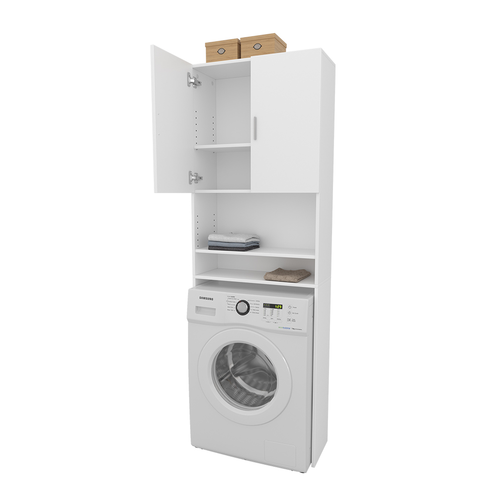 Waschmaschinenschrank "Martha" Weiß 64 x 190 cm mit 2 kurzen Türen livinity®