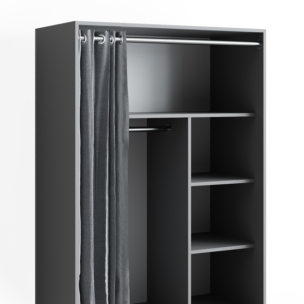 Kleiderschrank "Doros" Grau 100 x 146.6 cm mit Rollen livinity®