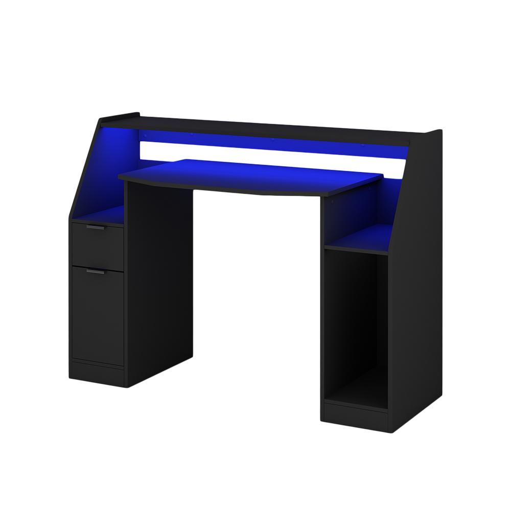 Gaming Tisch "Tails" Schwarz 123 x 55 cm mit LED-Beleuchtung livinity®