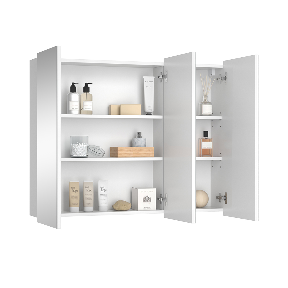 Bad Spiegelschrank "Sola" Weiß 100 x 79.8 cm mit 3 Türen livinity®