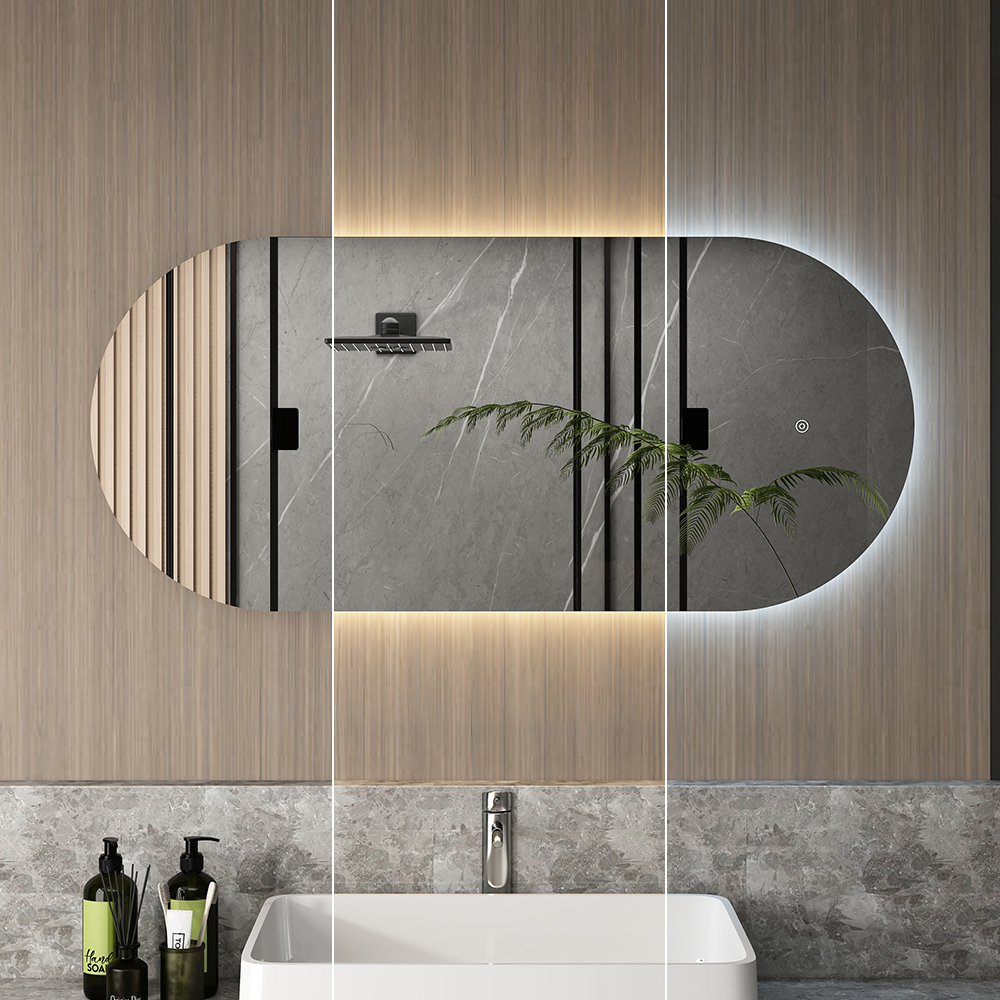 Badezimmerspiegel Weiß 110 x 50 cm mit LED Beleuchtung livinity®