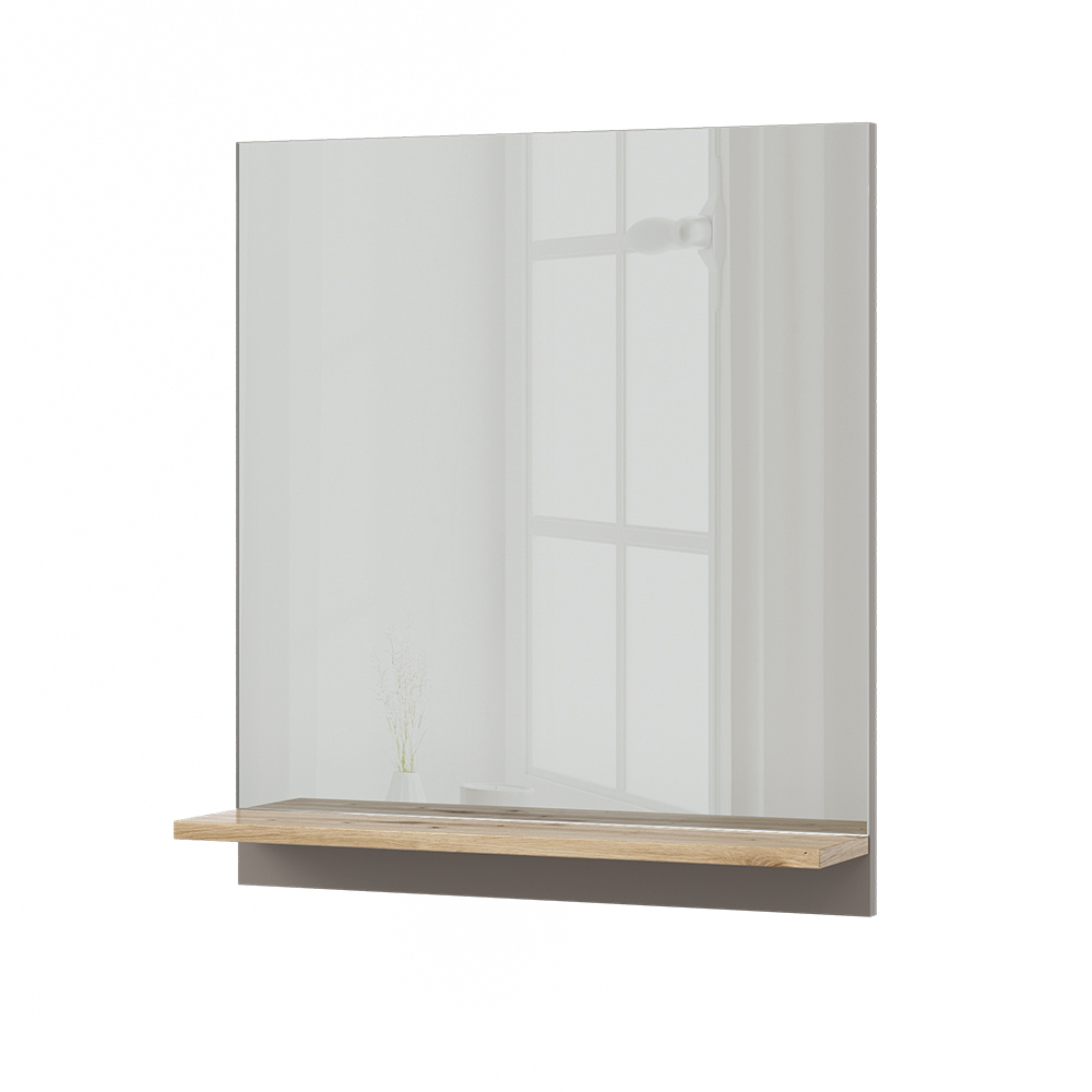 Badspiegel "Marelle" Greige/Artisan-Eiche 60 x 67 cm mit Regal livinity®