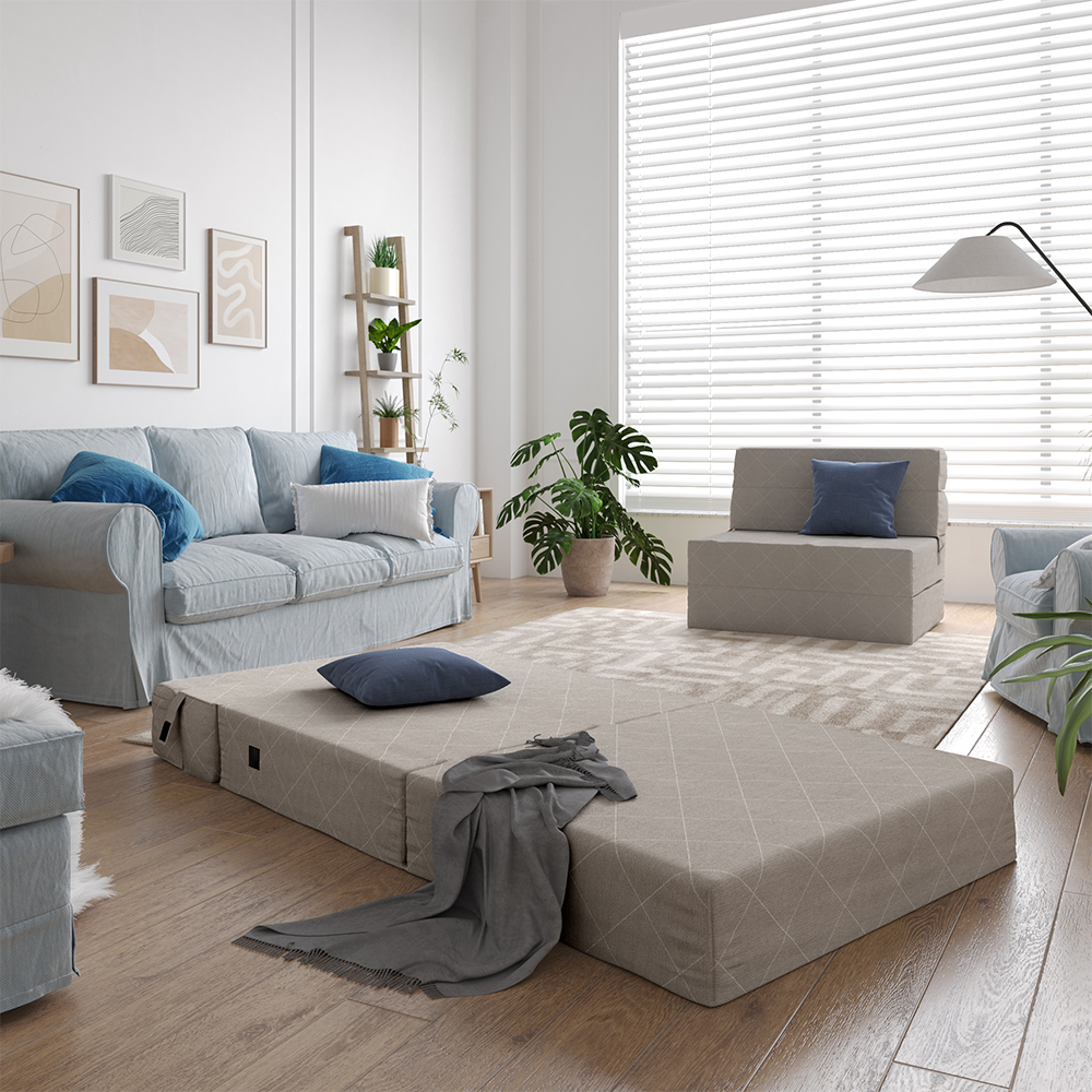Sofa "Lima" Beige 100 cm mit Schlaffunktion livinity®