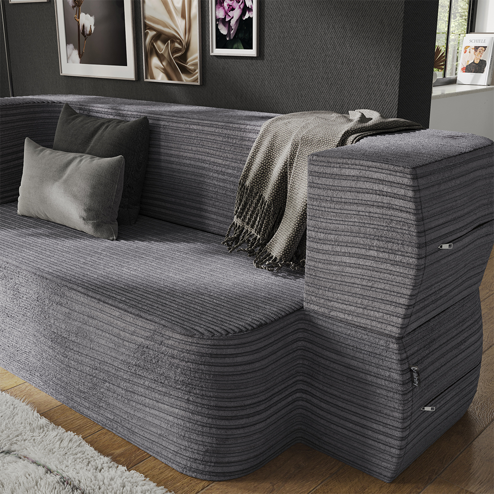 Sofa "Lille" Grau 190 cm mit Schlaffunktion livinity®