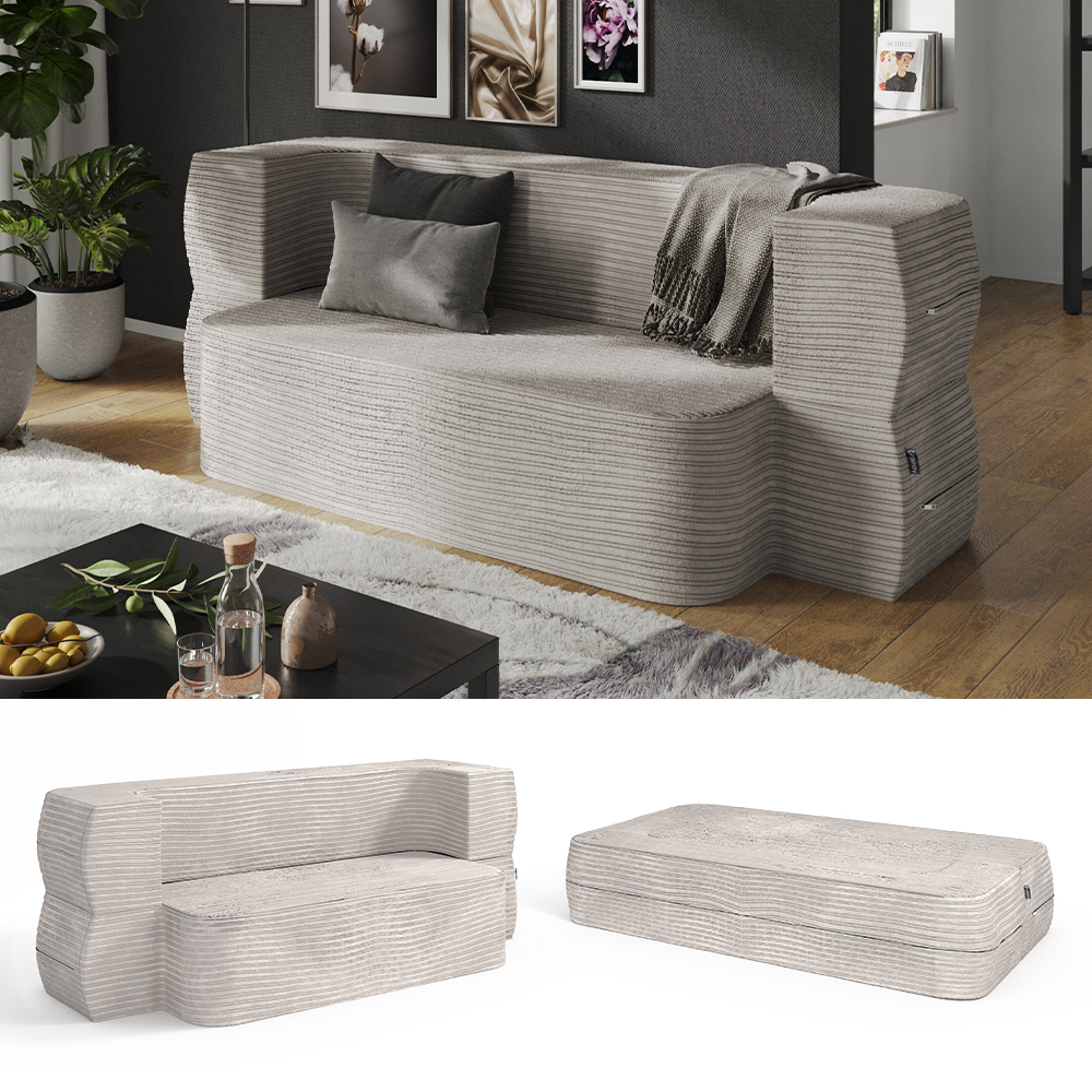 Sofa "Lille" Beige 190 cm mit Schlaffunktion livinity®