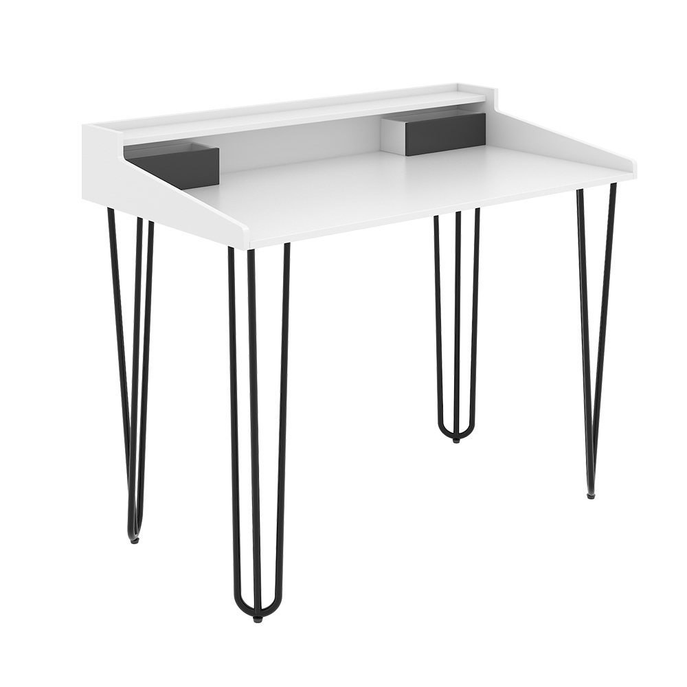 Schreibtisch "Sannar" Weiß/Schwarz 110 x 60 cm mit Schubladen livinity®