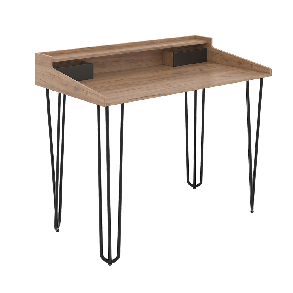 Schreibtisch "Sannar" Eiche/Schwarz 110 x 60 cm mit Schubladen livinity®
