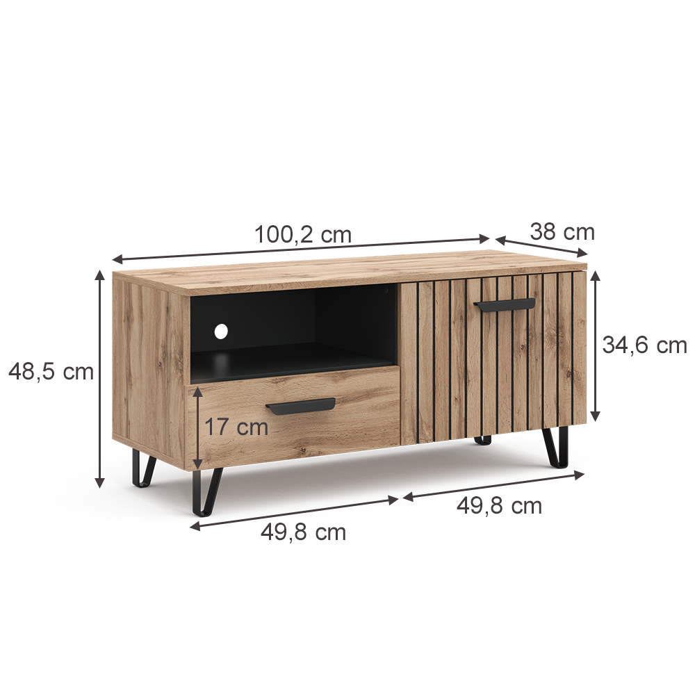 Lowboard "Amber" Braun/Braun 100.2 x 48.5 cm mit Schublade und Tür livinity®
