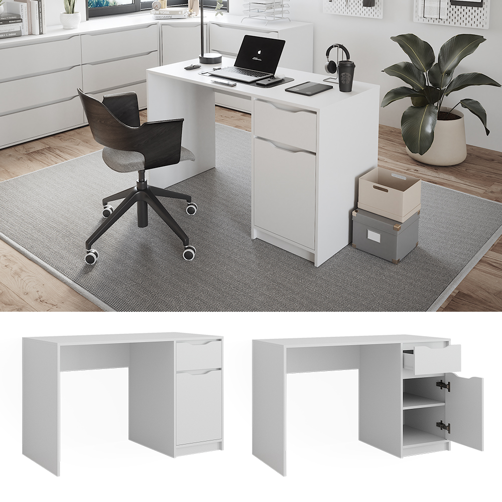 Schreibtisch "Ruben" Weiß 120 x 55 cm mit Schublade livinity®