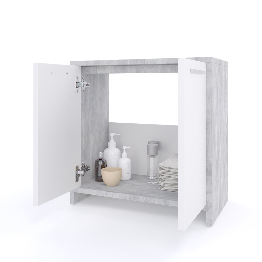 Waschbeckenunterschrank "Kiko" Beton/Weiß 58 x 60 cm livinity®