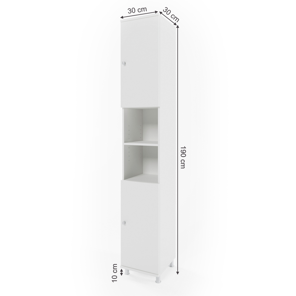 Badschrank "Fynn" Weiß 30 x 190 cm livinity®