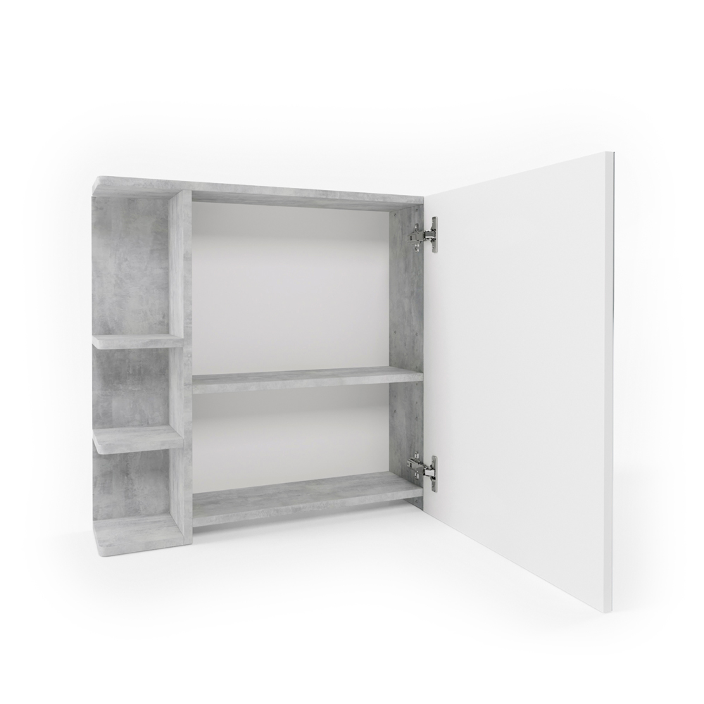 Bad Spiegelschrank "Fynn" Beton/Weiß 80 x 64 cm livinity®