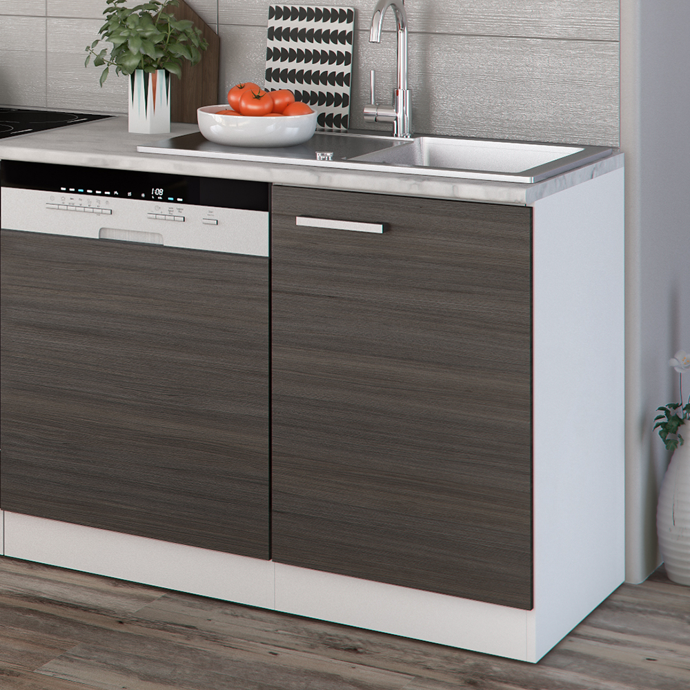 Küchenzeile "Optima" Edelgrau/Weiß 270 cm ohne Arbeitsplatte livinity®