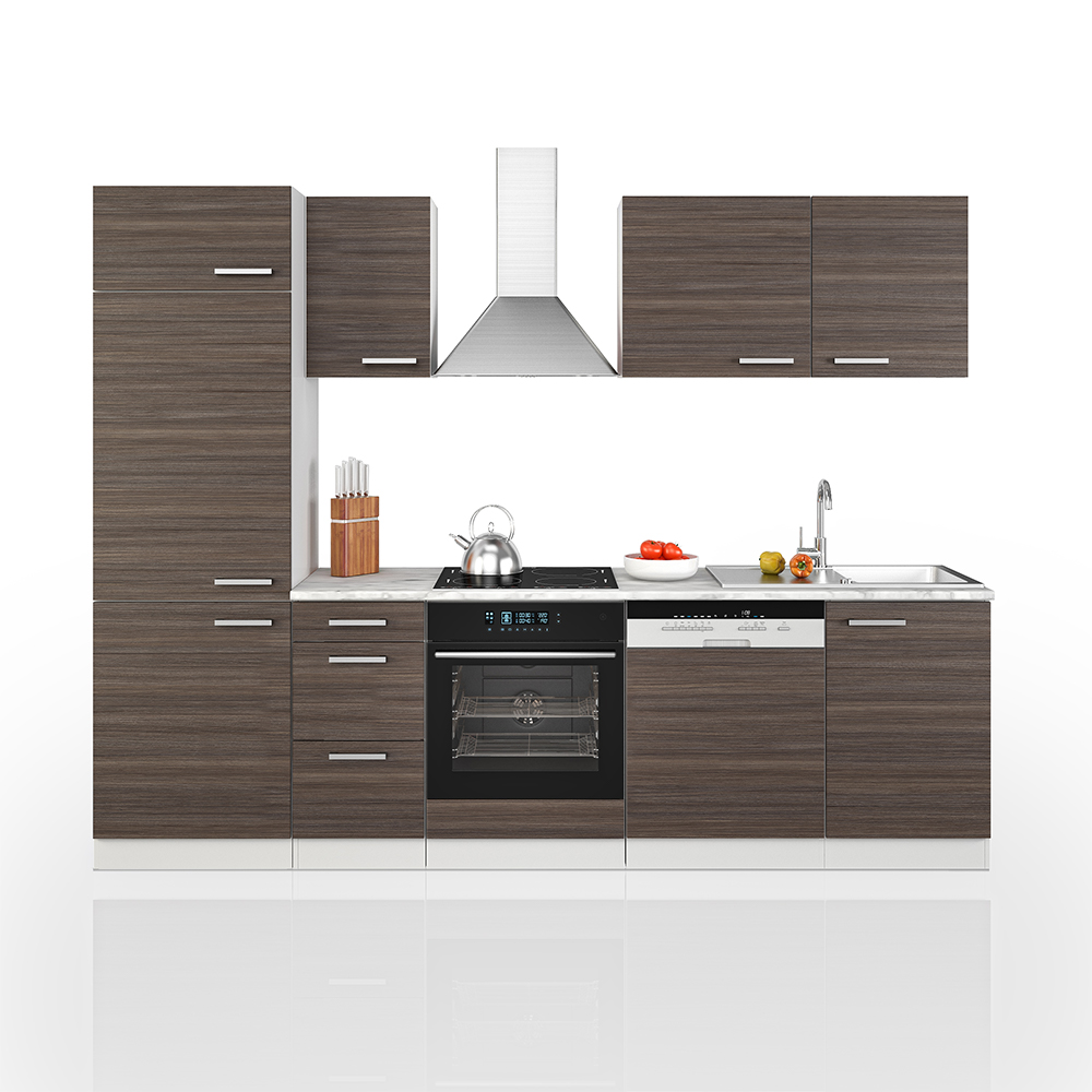 Küchenzeile "Optima" Edelgrau/Weiß 270 cm ohne Arbeitsplatte livinity®