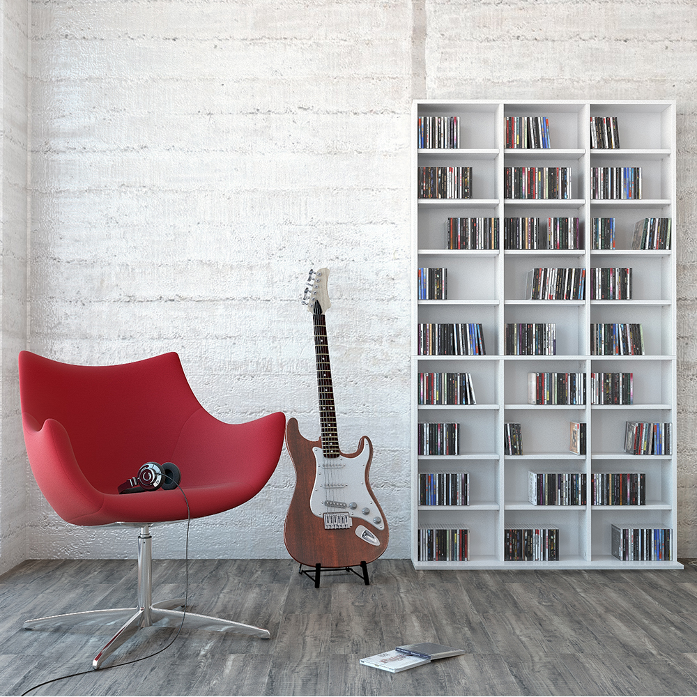CD Regal "Jukebox" Weiß 102 x 178 cm livinity®