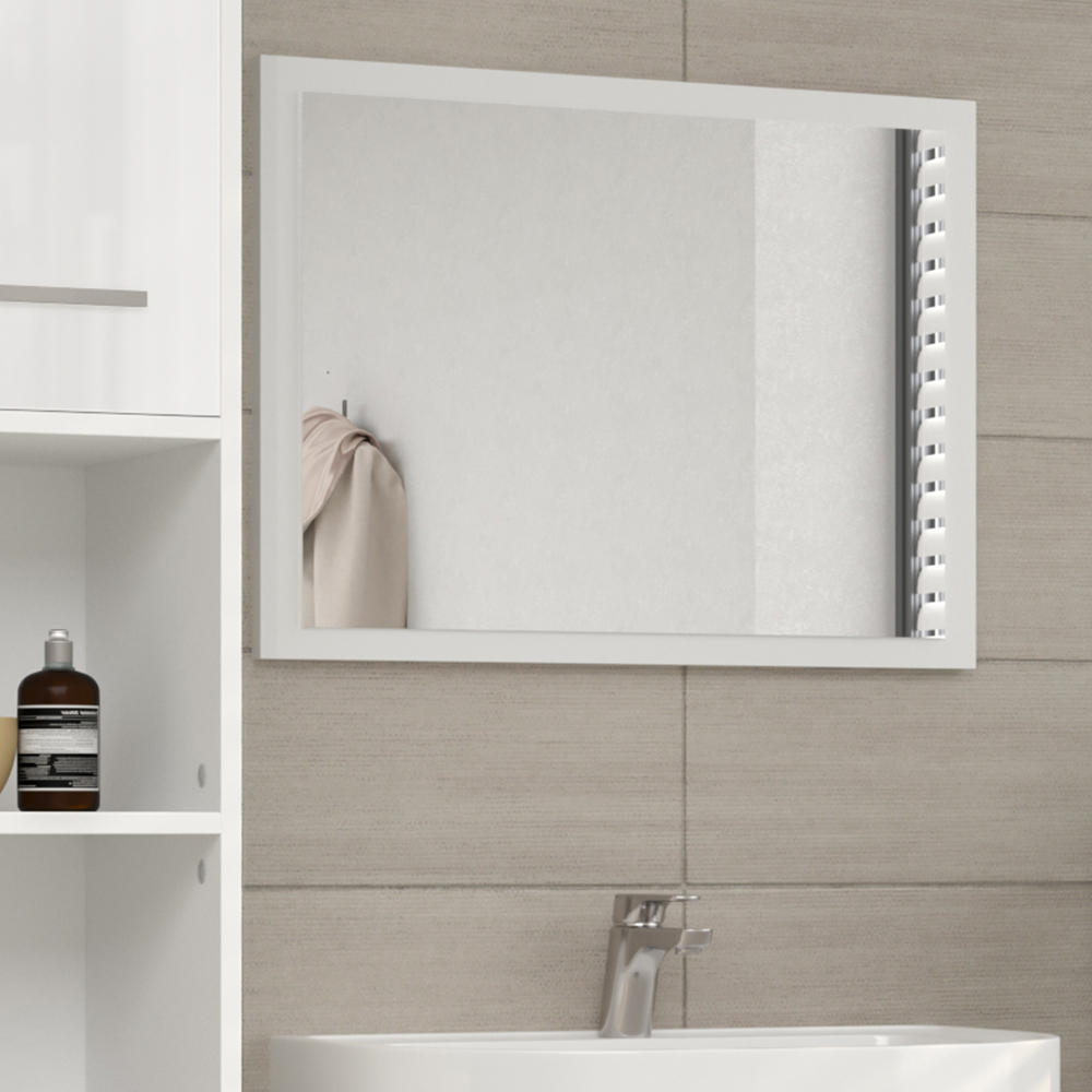 Badezimmerspiegel "Kiko" Weiß Hochglanz 45 x 60 cm livinity®