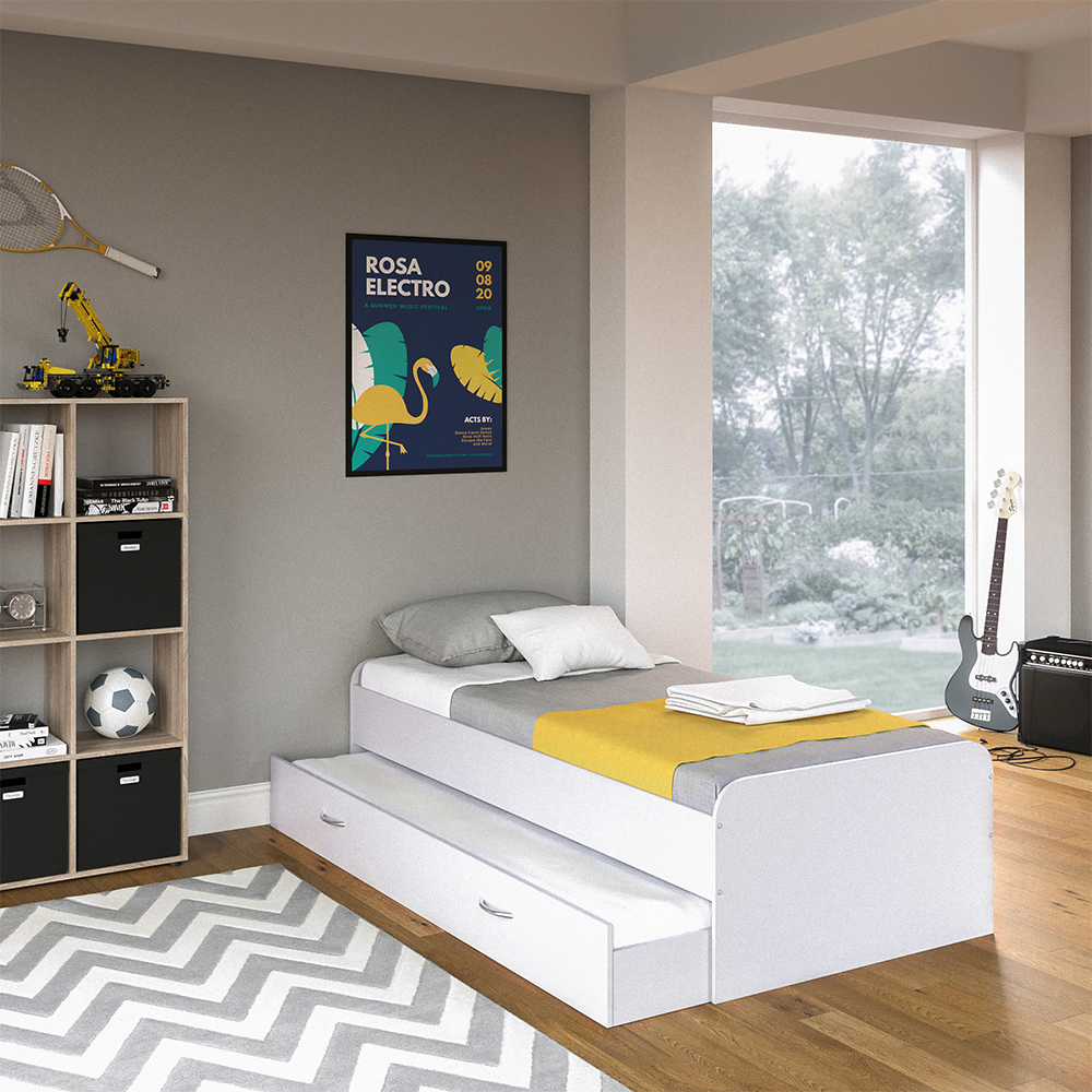 Ausziehbett für Kinder "Enzo" Weiß 90x200 cm mit Matratze livinity®