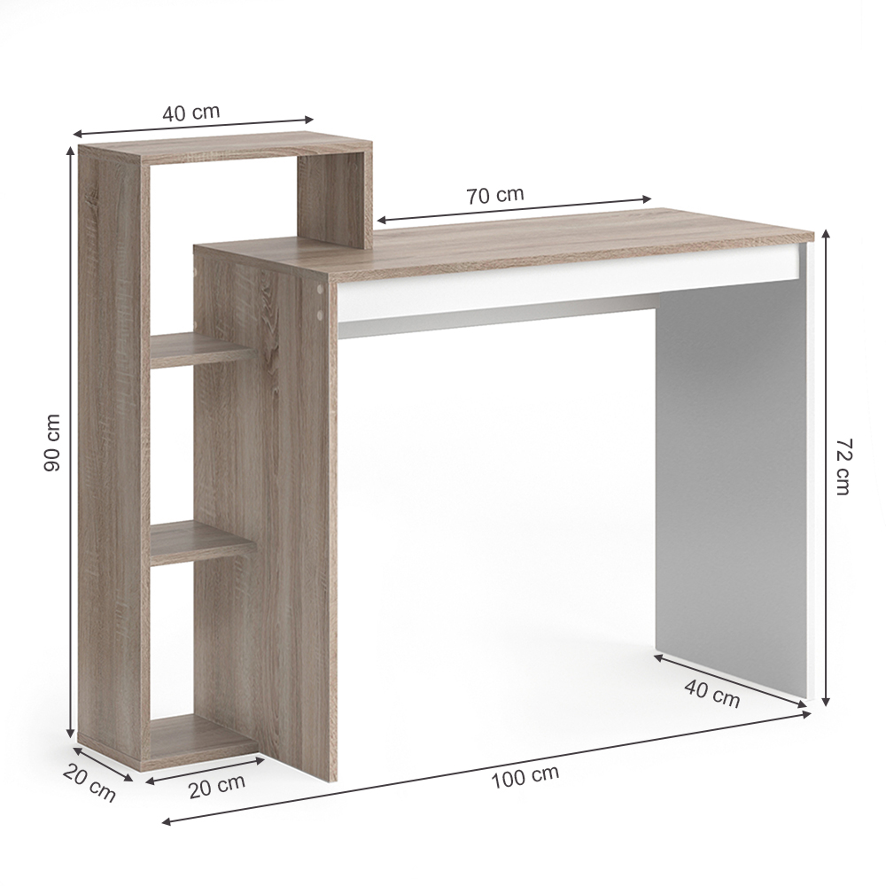 Schreibtisch "Leo" Sonoma/Weiß 100 x 40 cm livinity®