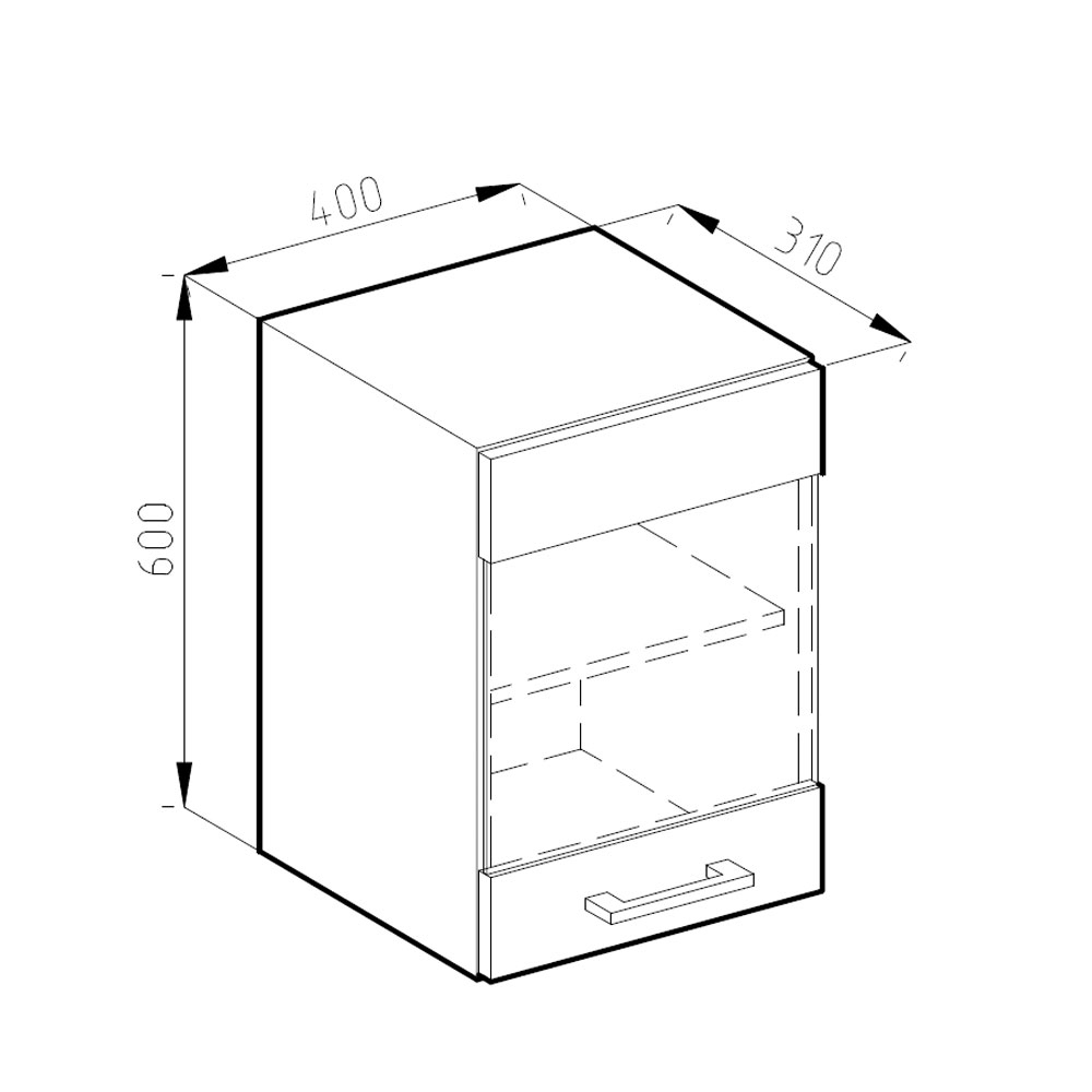 Küchenschrank Glas "R-Line" Weiß Hochglanz/Weiß 40 cm livinity®