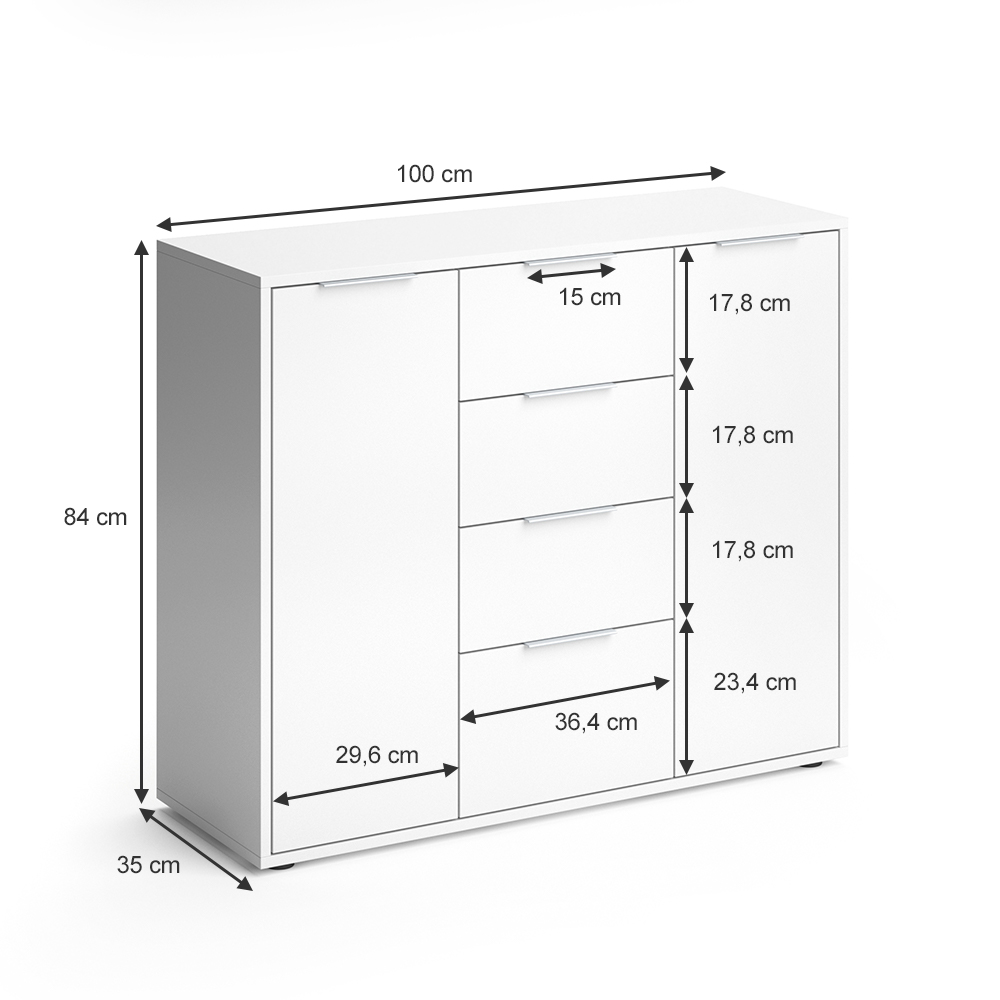 Sideboard "Leon" Weiß 100 x 84 cm livinity®
