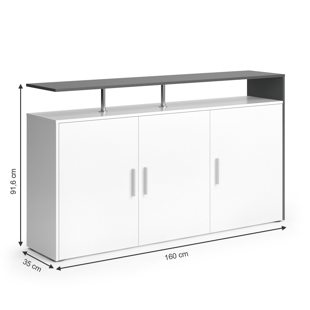 Sideboard "Amato" Weiß/Anthrazit 160 x 91.6 cm livinity®